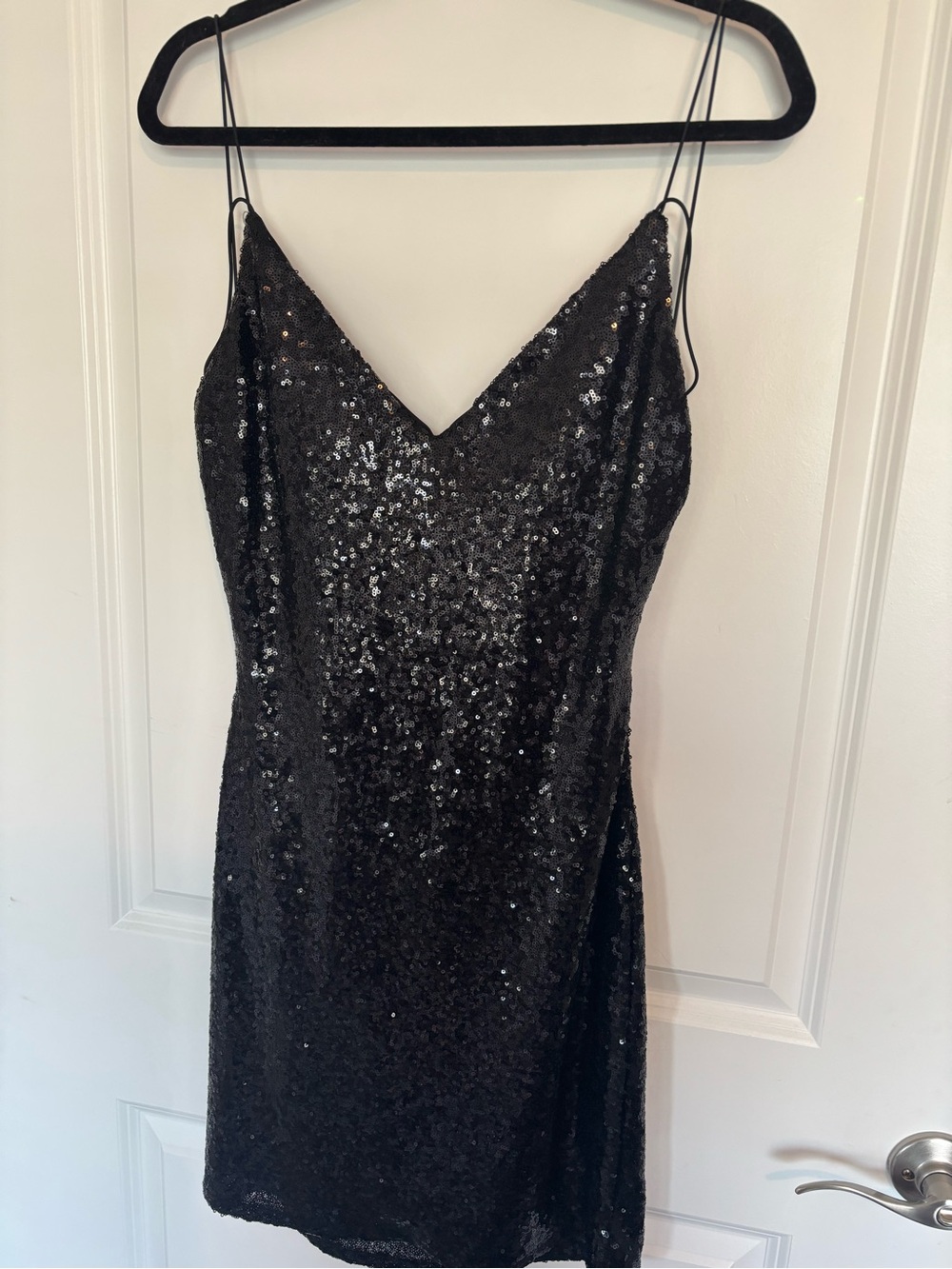 B Darlin Black Sequin Mini Slip Dress